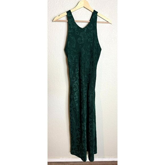 Vintage Be Smart Maxi Dress Size Medium Green Y2K Floral Textured Evening - Picture 1 of 10